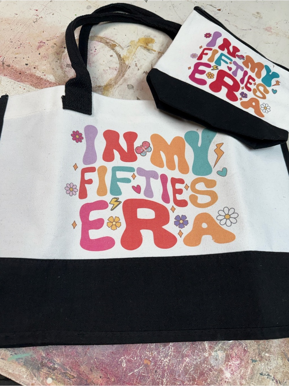 'In My Fifties Era' Canvas Tote & Pouch